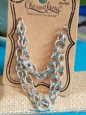 Silver, Green, Gold Beaded Chain Bracelets